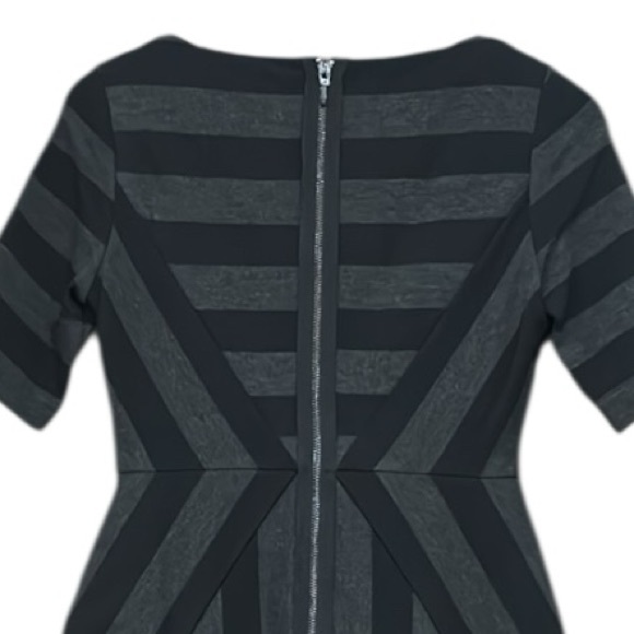 Anthropologie Maeve Geoplane Black Gray Diagonal Stripe Ponte Sheath Dress Sz 6 - Picture 8 of 11